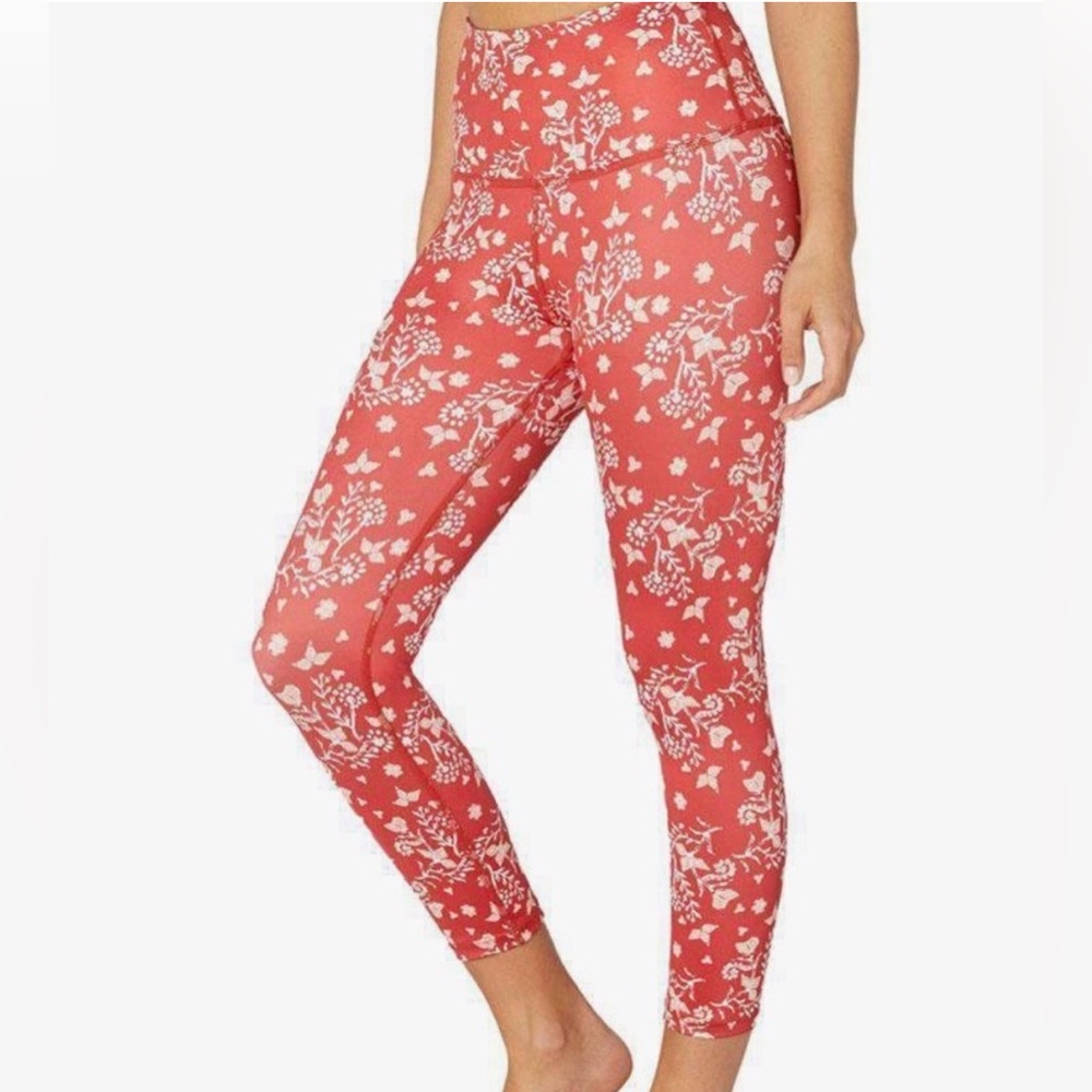 Beyond Yoga Rust Floral High-Waist Bohemian Spring Leggings